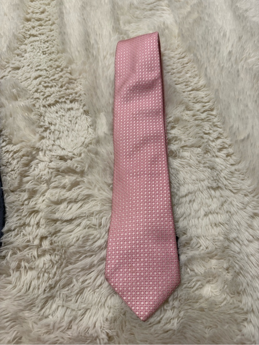 Dior Rose Pink Micro-Grid Silk Tie